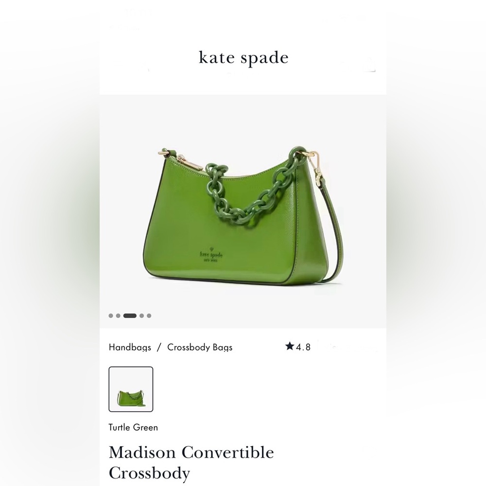 Kate Spade NEW YORK, Handbag+, Matching Chain Link, Apple Green, Authentic - Picture 8 of 13